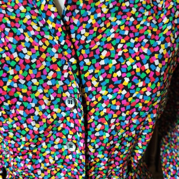 1980s Liz Claiborne Rainbow Colorful Confetti Skirt Set - Picture 8 of 16